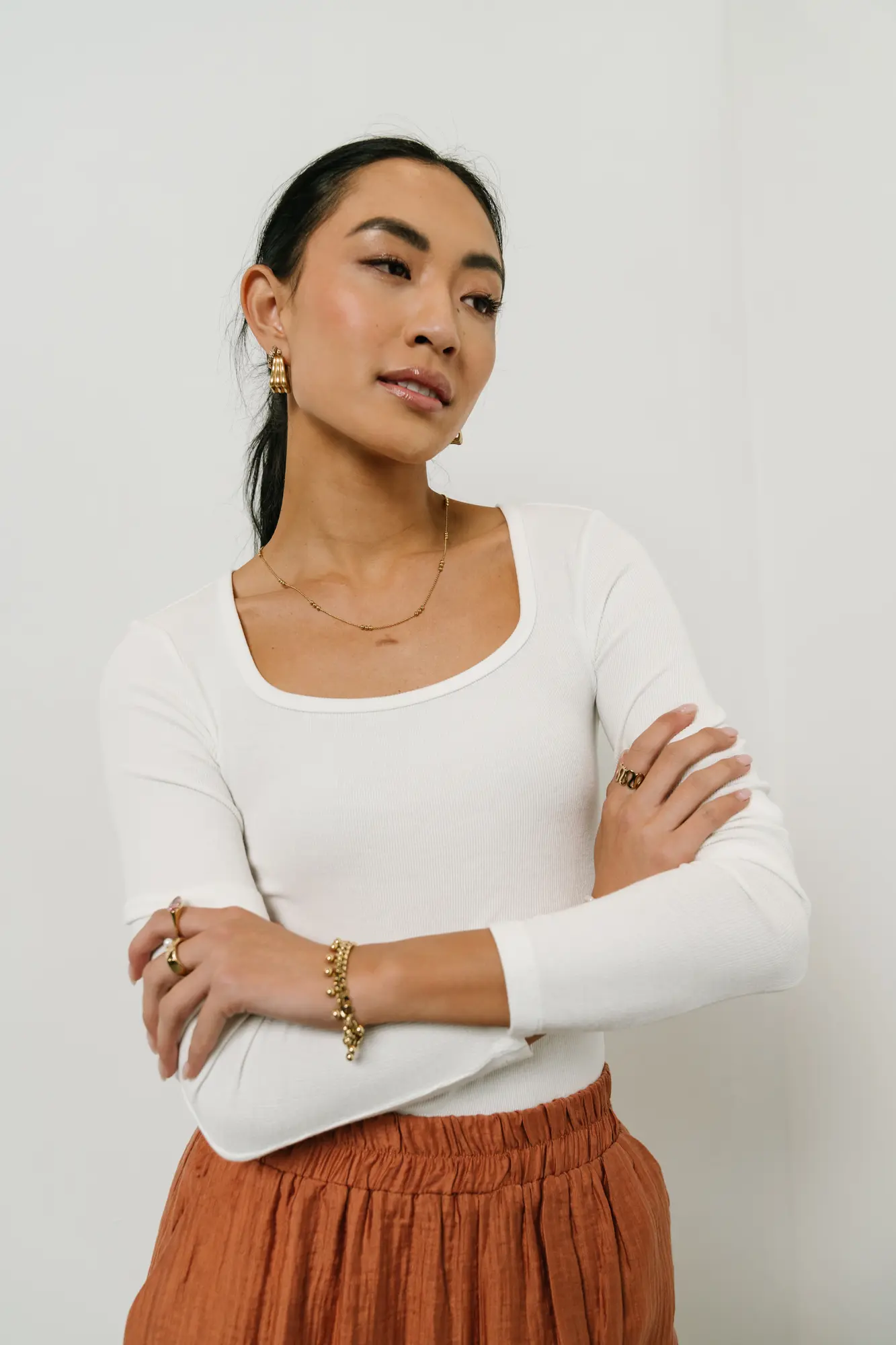 Amy Square Neck Bodysuit in White - FINAL SALE - Image 4