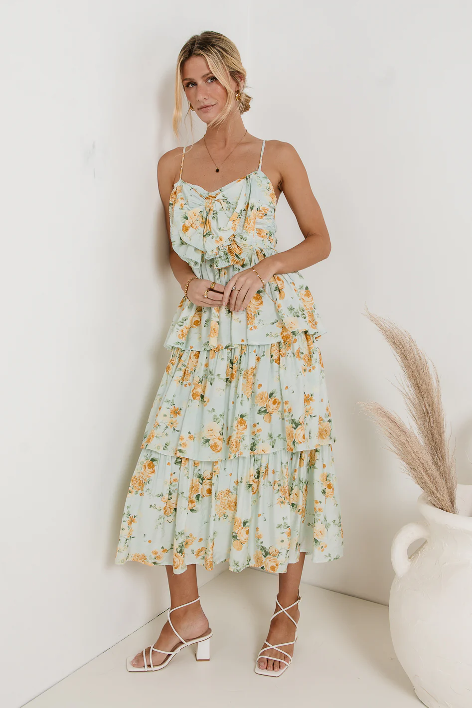 Ava Floral Midi Dress in Sage - FINAL SALE - Image 6
