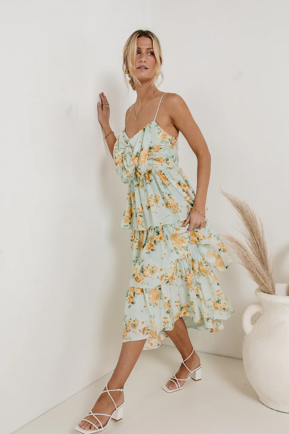 Ava Floral Midi Dress in Sage - FINAL SALE - Image 7