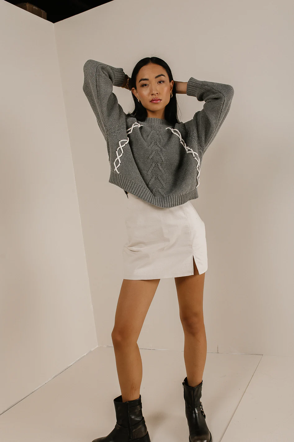 Bella Knit Sweater in Grey - FINAL SALE - Image 3
