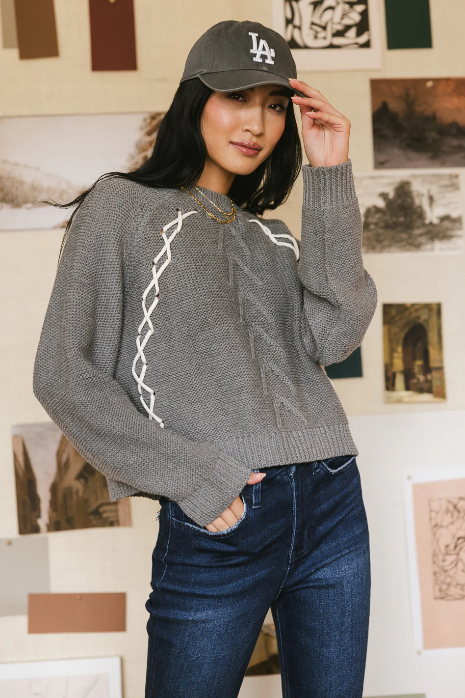 Bella Knit Sweater in Grey - FINAL SALE - Image 5