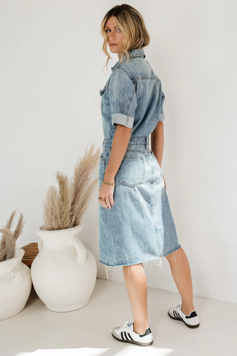 Colby Denim Dress in Medium Wash - Image 5