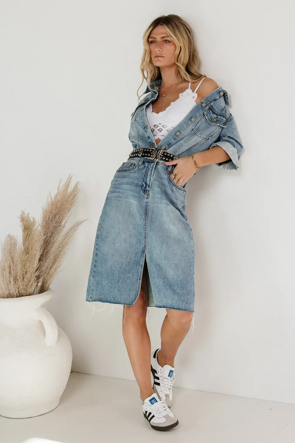 Colby Denim Dress in Medium Wash - Image 6