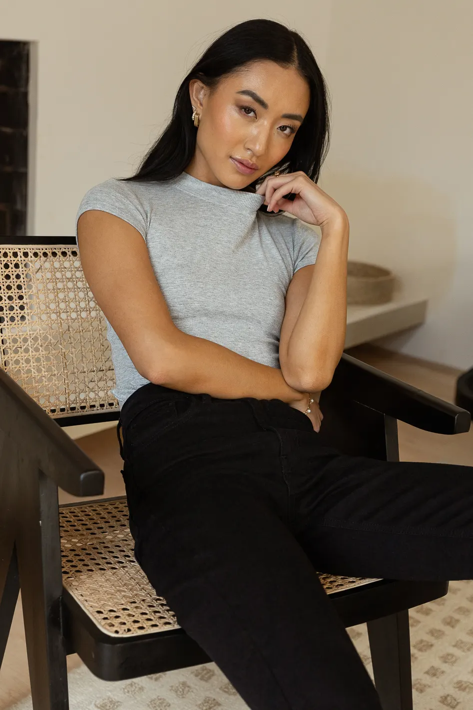 Holly Ribbed Bodysuit in Grey - FINAL SALE - Image 6