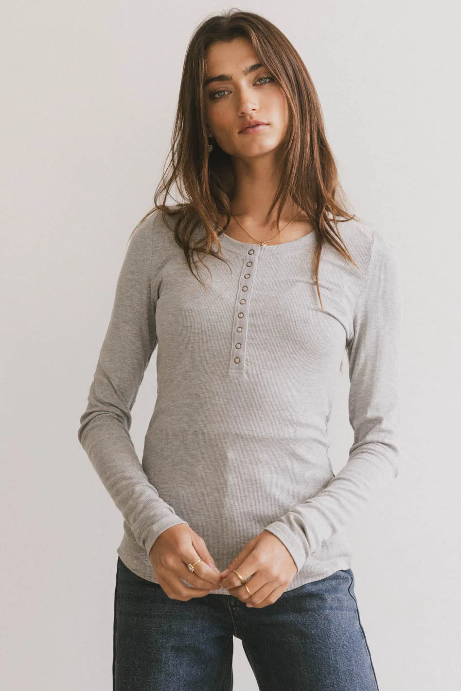 Ivanna Henley Top in Grey - FINAL SALE - Image 3