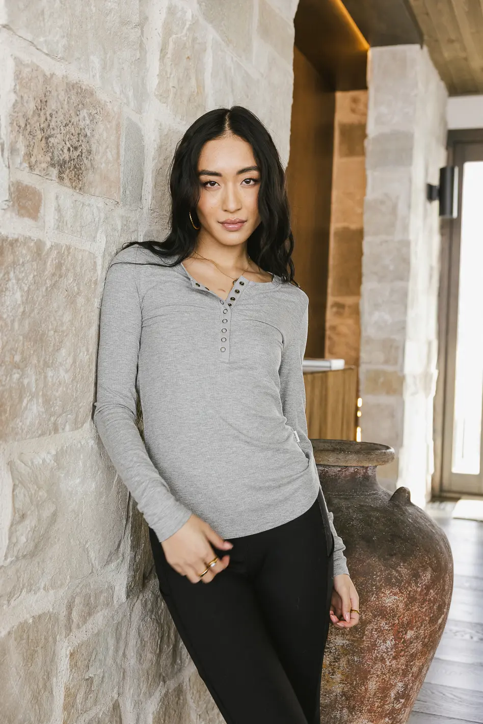 Ivanna Henley Top in Grey - FINAL SALE - Image 4