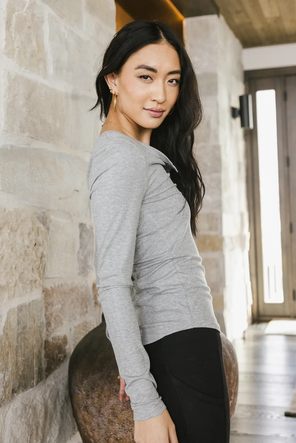 Ivanna Henley Top in Grey - FINAL SALE - Image 6