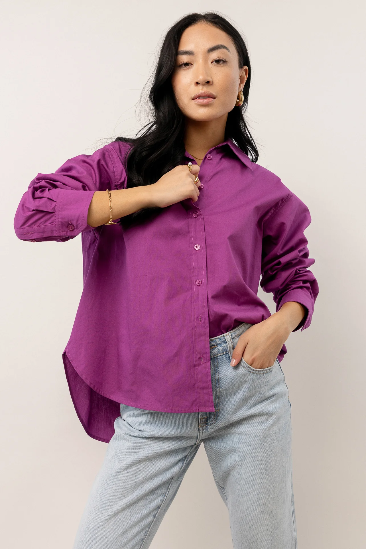 Kathryn Button Up Shirt in Magenta - FINAL SALE - Image 5