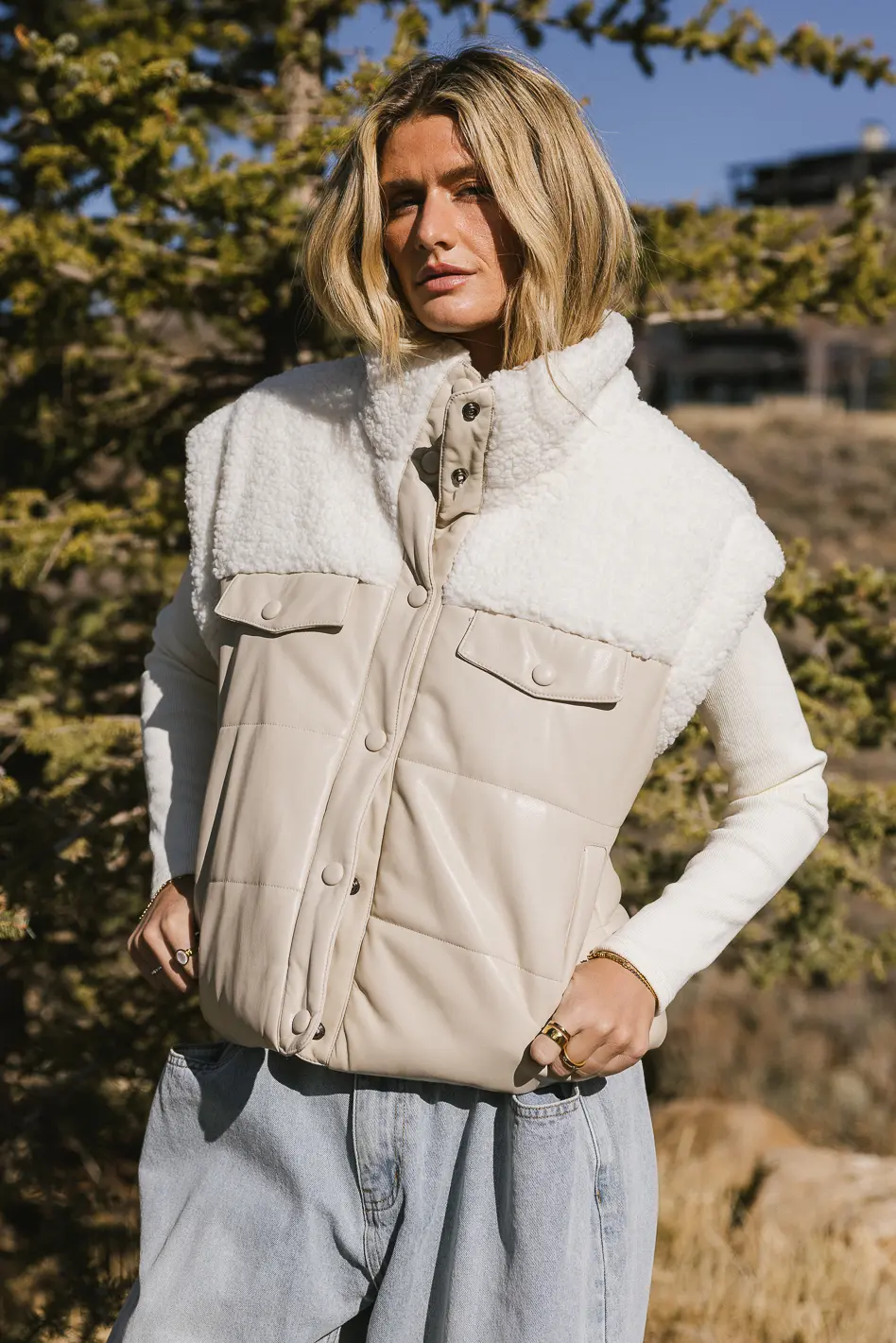 Lets Get Lost Vegan Vest in Cream - FINAL SALE - Image 7