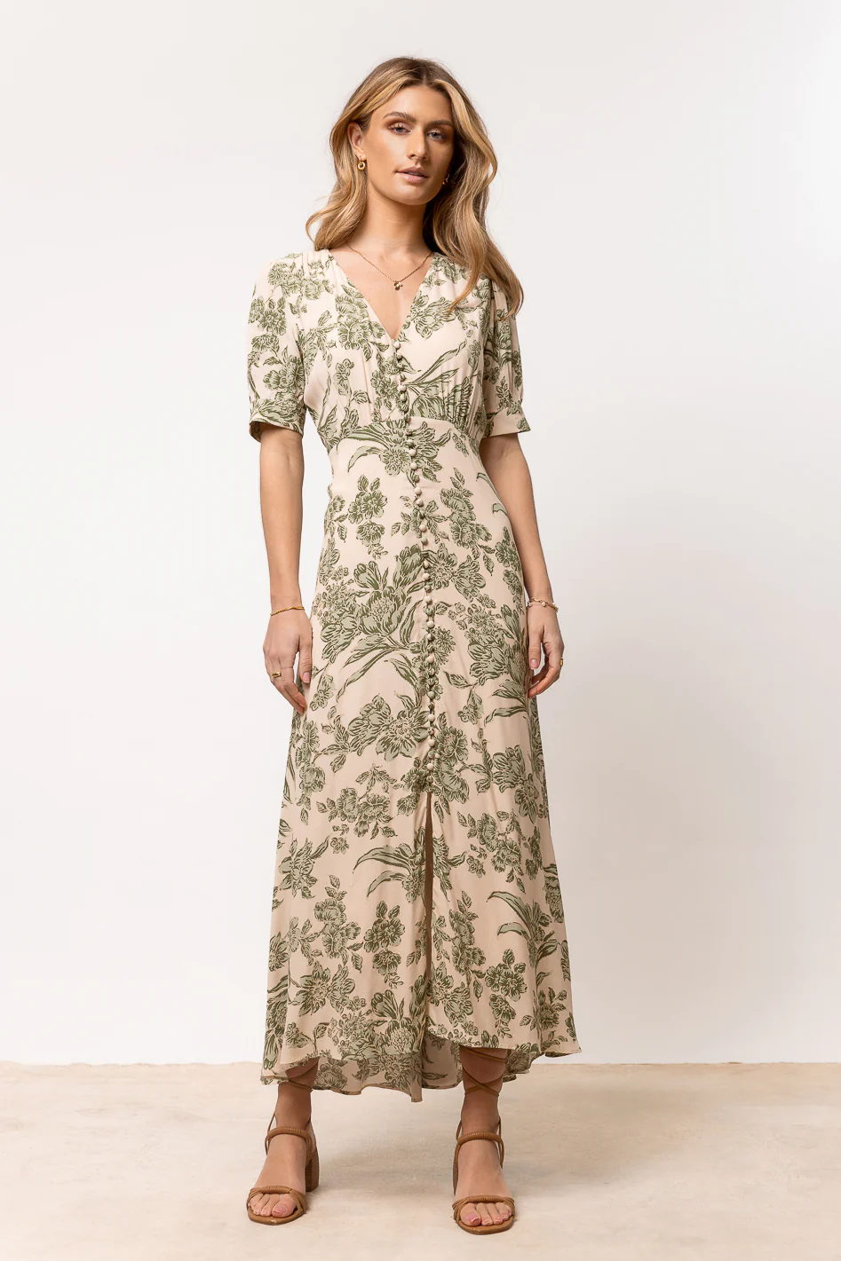 Lia Floral Midi Dress in Sage - Image 5