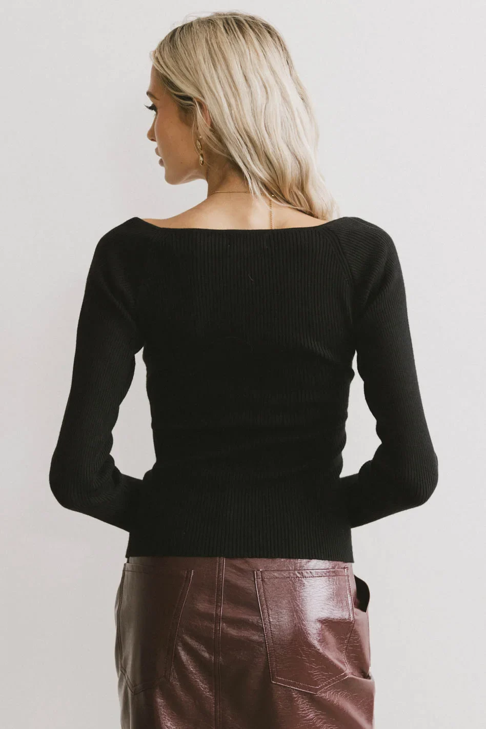 Nyla Ribbed Sweater in Black - Image 3