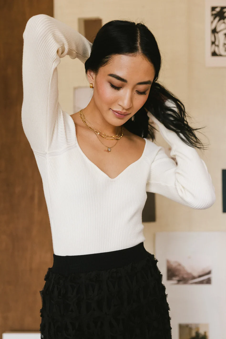 Nyla Ribbed Sweater in Cream - FINAL SALE - Image 3