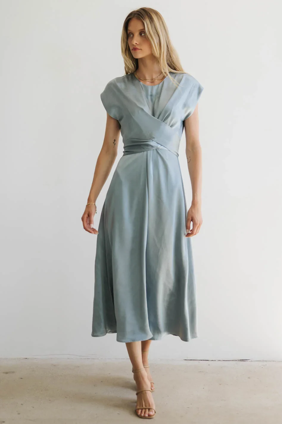 Rosalind Midi Dress in Blue - FINAL SALE - Image 4