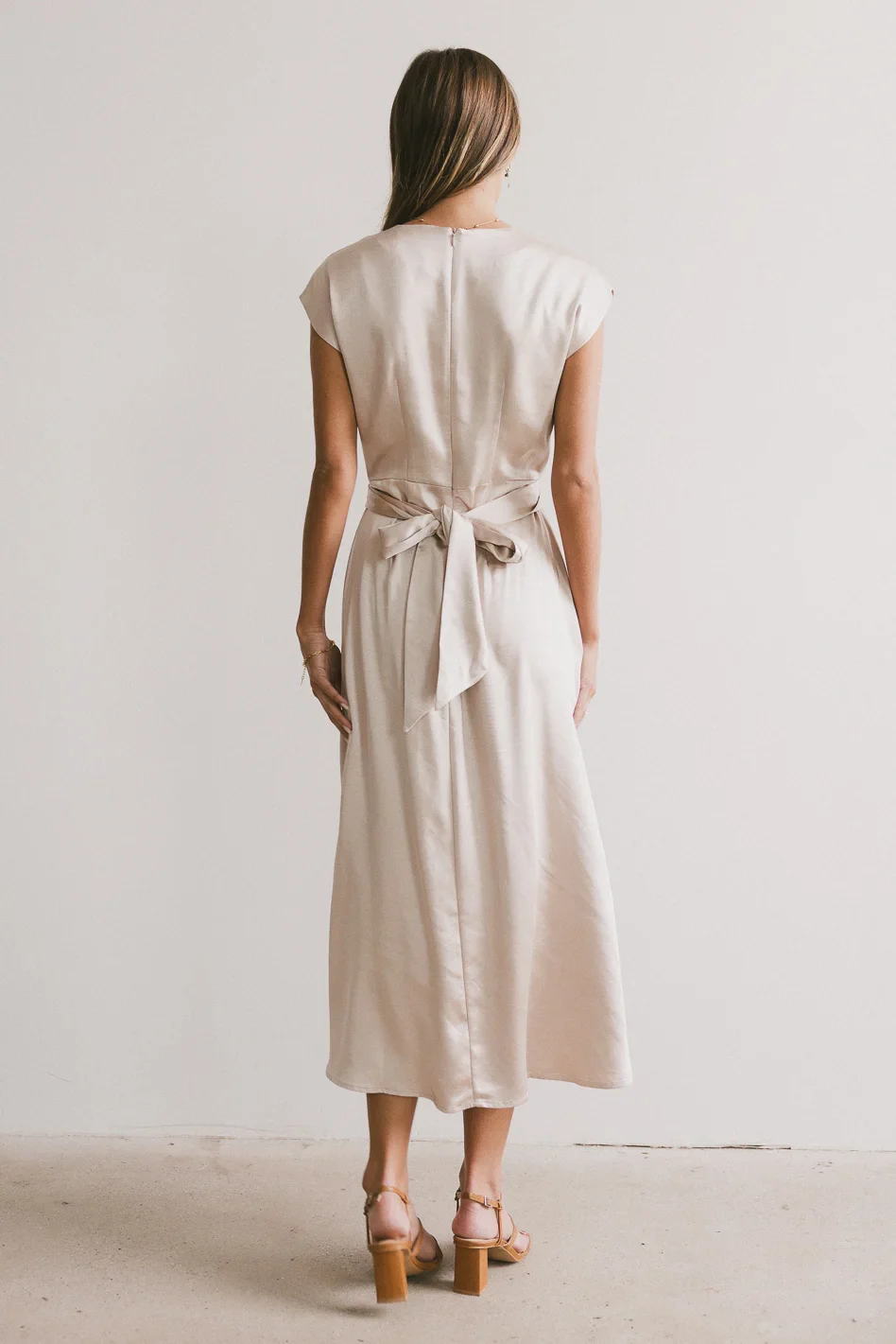 Rosalind Midi Dress in Champagne - FINAL SALE - Image 3