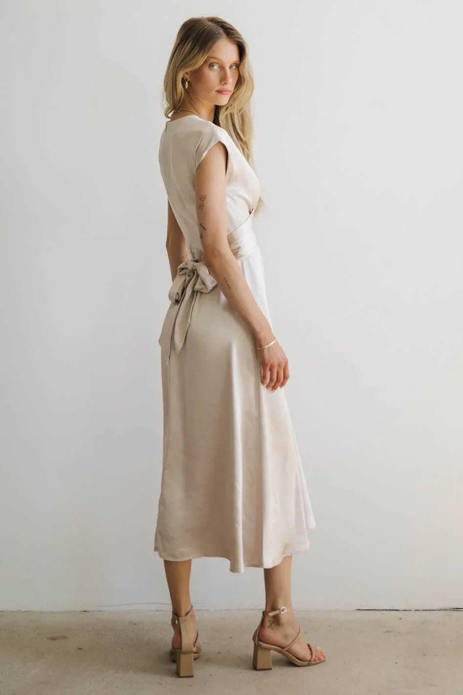 Rosalind Midi Dress in Champagne - FINAL SALE - Image 5