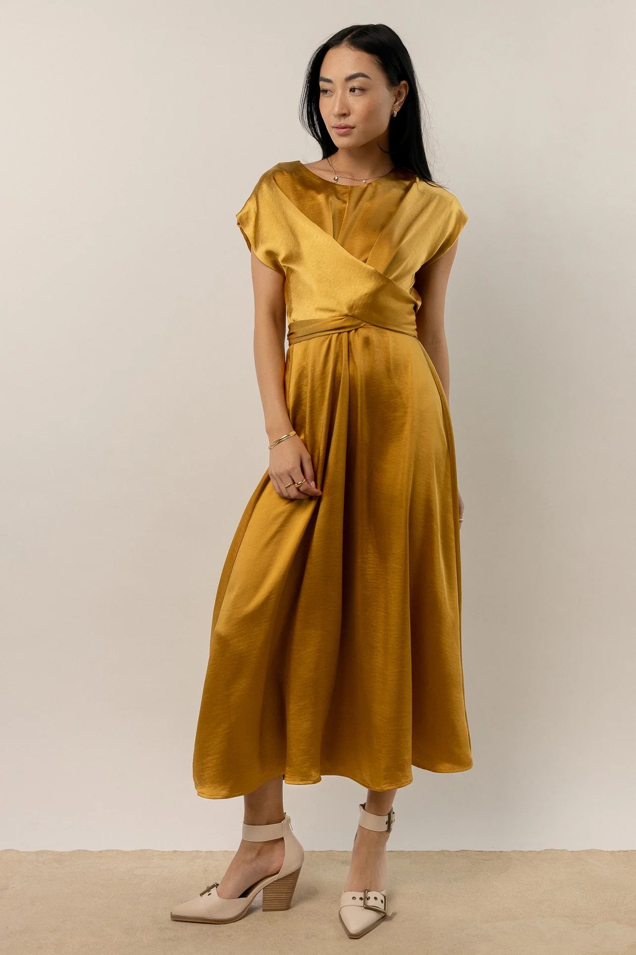 Rosalind Midi Dress in Mustard - FINAL SALE - Image 4