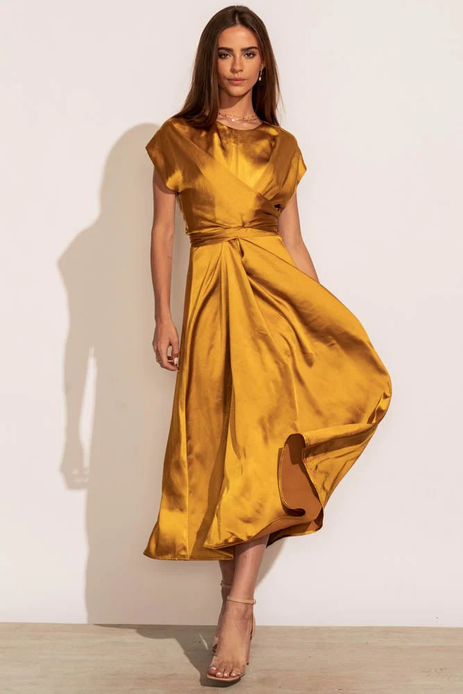 Rosalind Midi Dress in Mustard - FINAL SALE - Image 5