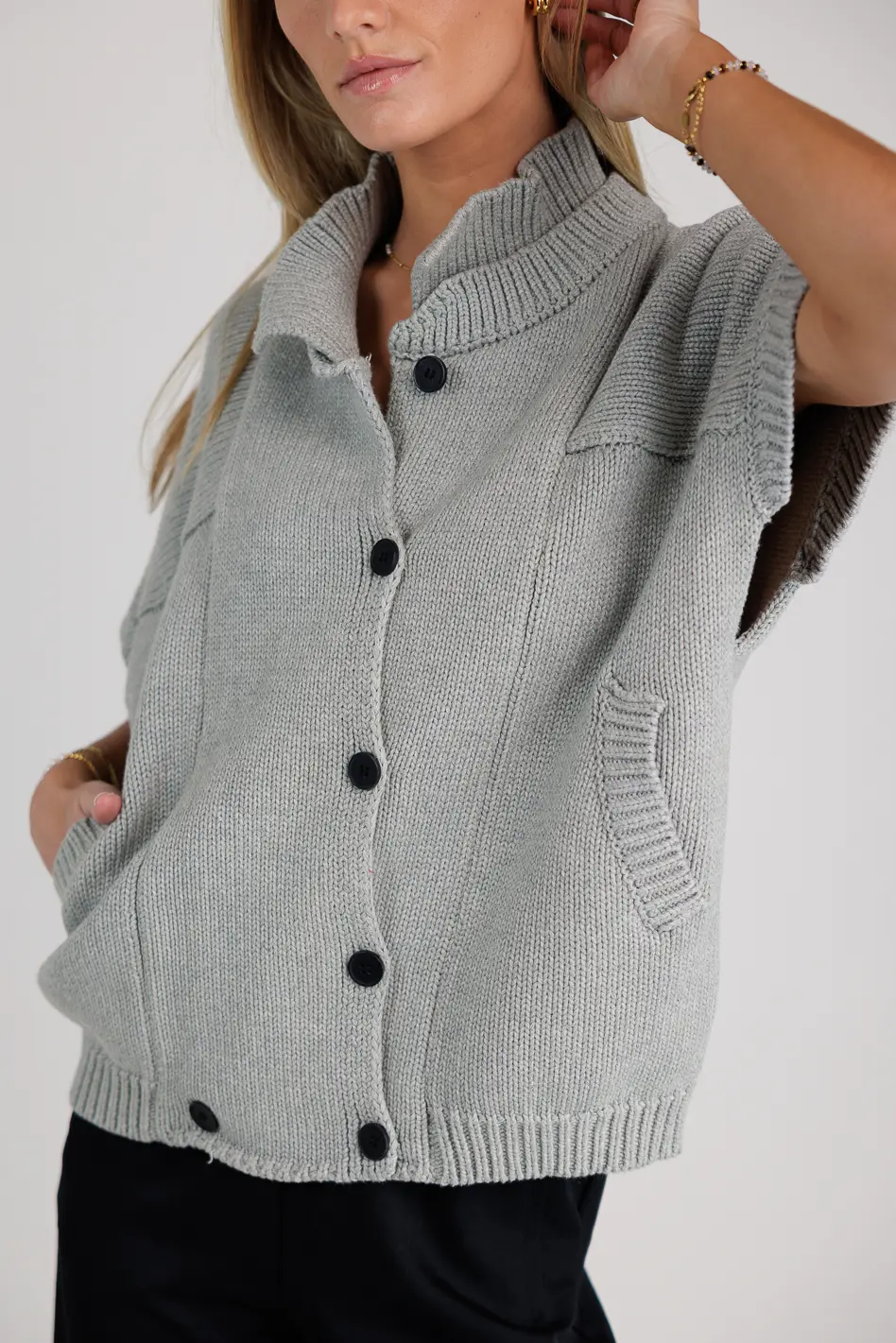 Sadie Knit Cardigan in Grey - FINAL SALE - Image 3