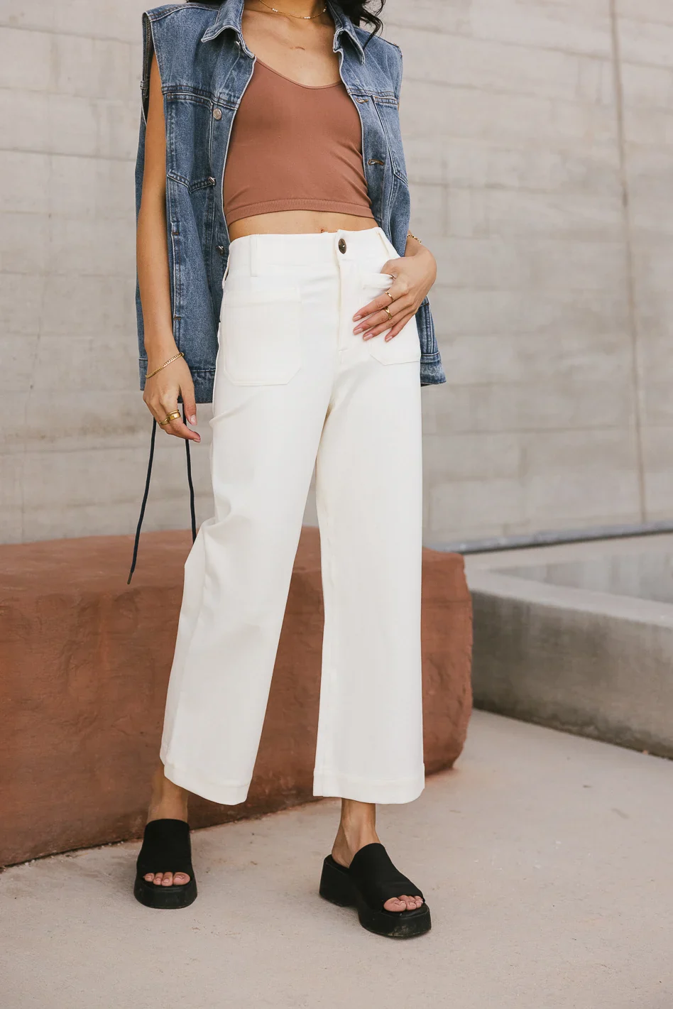 Sadie Wide Leg Pants in Cream - FINAL SALE - Image 4