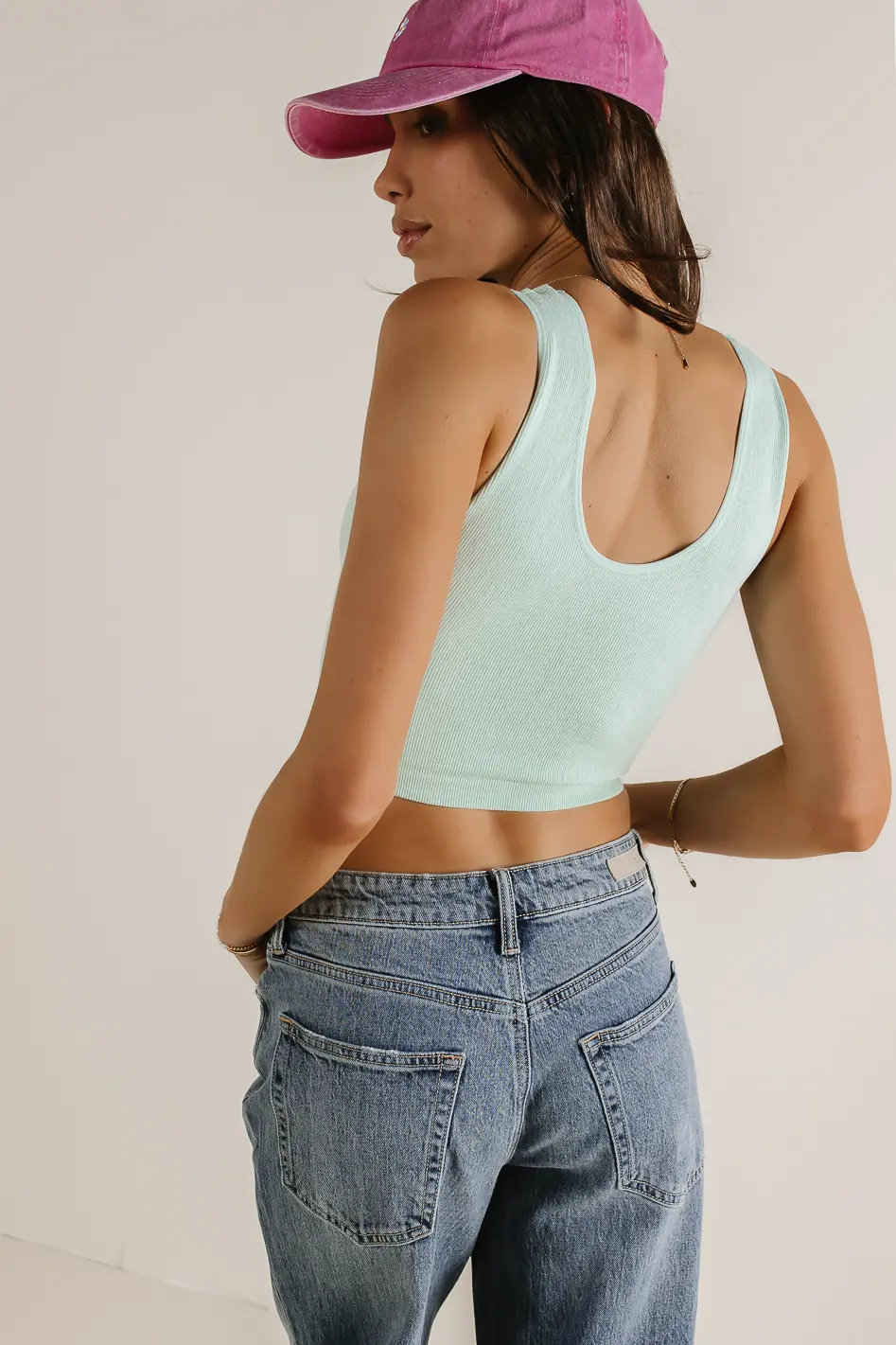 Safiya Cropped Tank in Mint - FINAL SALE - Image 3
