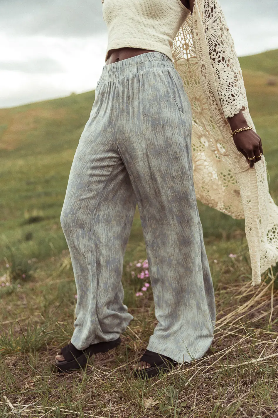 Verity Printed Pants in Blue - FINAL SALE - Image 3