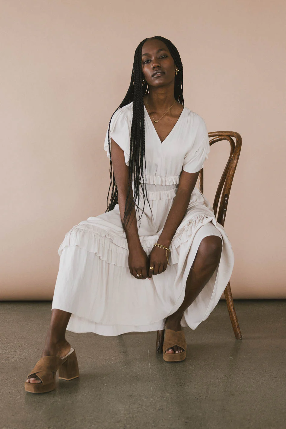 Willa Ruffle Dress in Ivory - FINAL SALE - Image 4