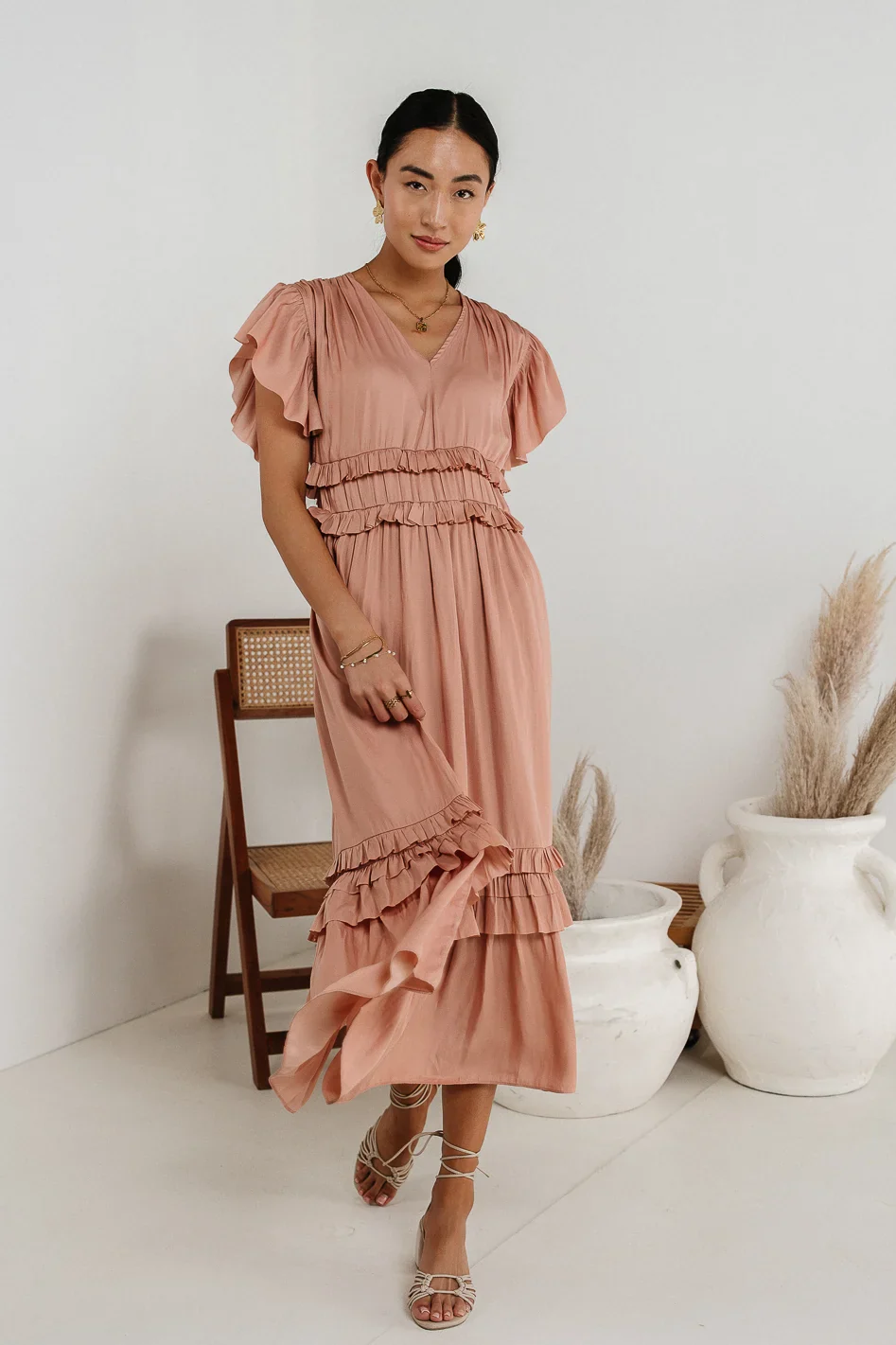 Willa Ruffle Dress in Blush - FINAL SALE - Image 3