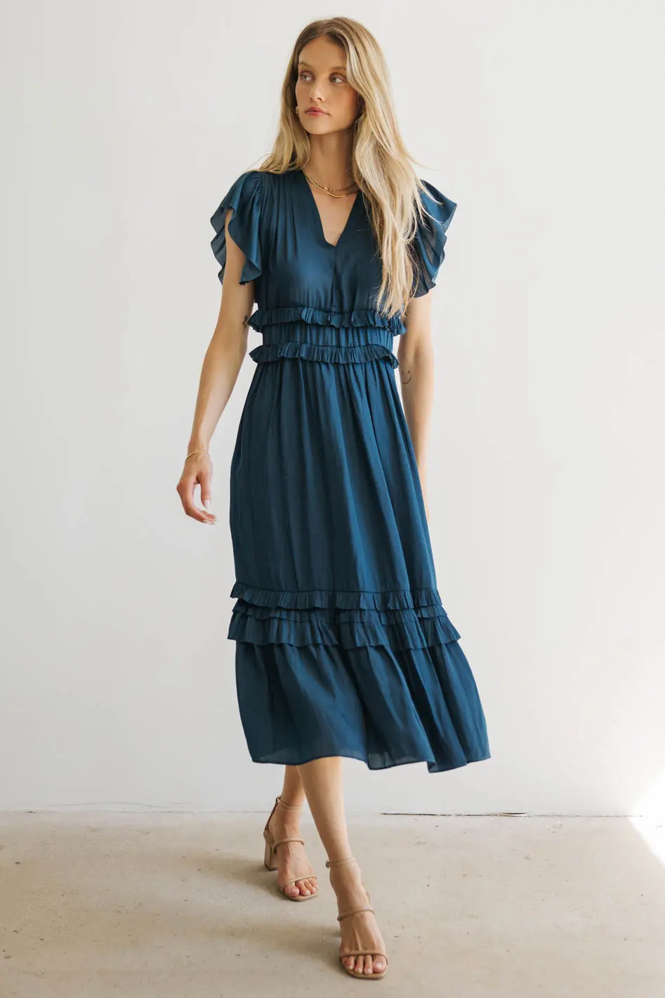 Willa Ruffle Dress in Teal - FINAL SALE - Image 3