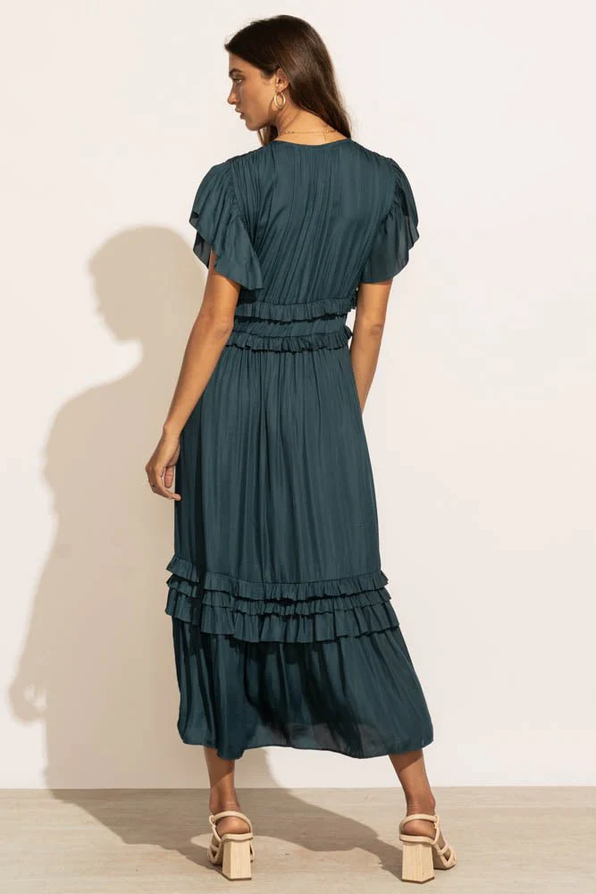 Willa Ruffle Dress in Teal - FINAL SALE - Image 4