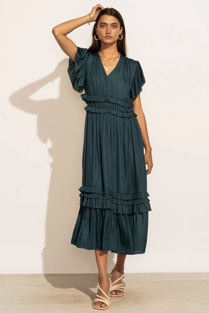 Willa Ruffle Dress in Teal - FINAL SALE - Image 5