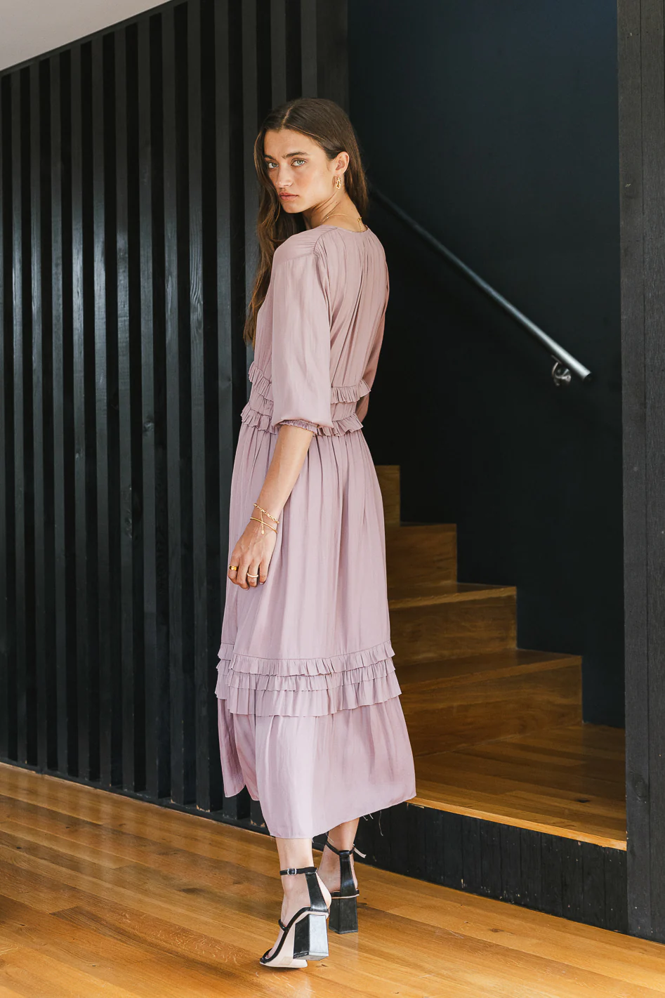 Willa Sleeved Ruffle Dress in Lavender - Image 4